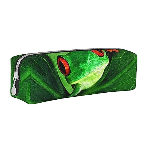 ESASAM Niedliches Frosch-Federmäppchen, schlichtes und stilvolles Leder-Federmäppchen – Schreibwaren-Organizer und Reiseaufbewahrung, Stifthalter, Federmäppchen, Federmäppchen, Künstlerbedarf, weiß, von ESASAM