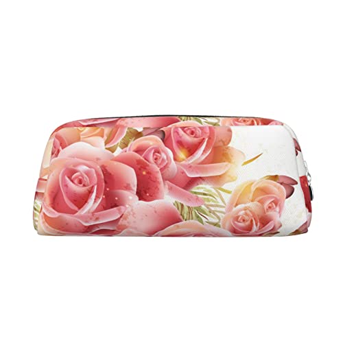 ESASAM Nymphensittich Mode gedruckt Leder Reißverschluss Bleistift Tasche, Rosa Rosenblüte, Einheitsgröße, Kinderrucksack von ESASAM