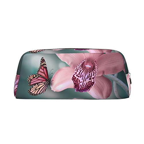 ESASAM Orchidee Blume Schmetterling Weiche Frische Frühling Mode Gedruckt Leder Reißverschluss Bleistift Tasche, Orchidee Blume Schmetterling Soft Fresh Spring, Einheitsgröße, Kinderrucksack von ESASAM