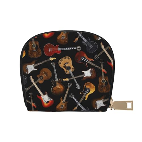 ESASAM Pineapple Flamingos Leder Shell Card Bag - Kompakte und langlebige Kartenetui, mehrere Steckplätze Kartenorganizer, sicherer, tragbarer und großer Kartenhalter, Gitarren, Einheitsgröße von ESASAM