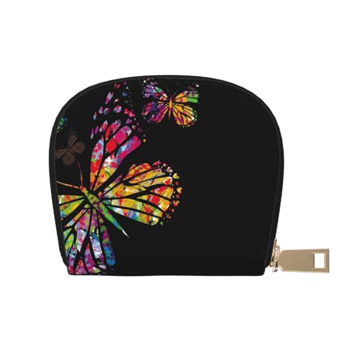 ESASAM Pineapple Flamingos Leder Shell Card Bag - Kompakte und langlebige Kartenetui, mehrere Steckplätze Kartenorganizer, sicherer, tragbarer und großer Kartenhalter, Schmetterling, Einheitsgröße von ESASAM