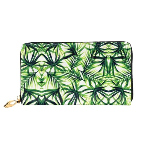 ESASAM Poppy Flowers Vivid Petals Print Stylish Leather Wallet - Double Sided Print, Durable Material, Multifunctional Design, Grüne Palmenblätter., Einheitsgröße von ESASAM