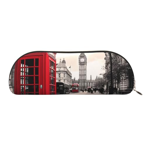 ESASAM Red Phone Booth London Street Halbrunde Aufbewahrungstasche aus Leder, halbrunde Form, einfach und modisch, gold, Einheitsgröße, Schulrucksack von ESASAM