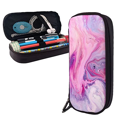 ESASAM Rosa und Gold Marmor Leder Federmäppchen - Stilvoller Schreibwaren-Organizer mit mehreren Fächern, tragbares Federmäppchen, Make-up-Tasche, stilvolle Kosmetiktasche, Marmor, violett, bunt, von ESASAM