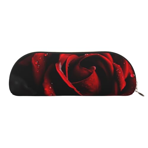 ESASAM Rote Rose Leder halbrunde Aufbewahrungstasche, halbrunde Form, einfach und modisch, gold, Einheitsgröße, Schulrucksack von ESASAM