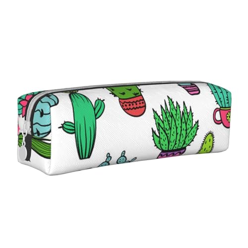 ESASAM Schönes Sukkulenten-Federmäppchen, einfaches und stilvolles Leder-Federmäppchen – Schreibwaren-Organizer und Reiseaufbewahrung, Stifthalter, Federmäppchen, Federmäppchen, Künstlerbedarf, weiß, von ESASAM