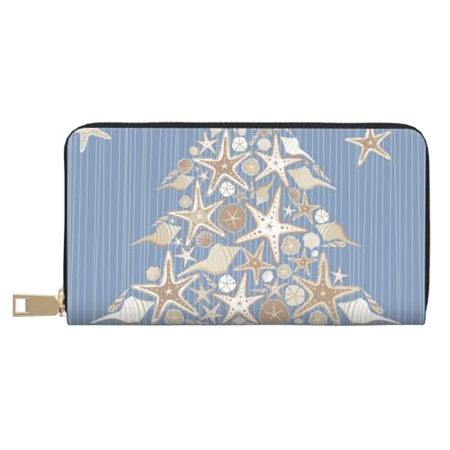 ESASAM Seashell Weihnachten Lange Geldbörse aus Kunstleder, stilvoll, praktisch und langlebig, weiß, Einheitsgröße von ESASAM