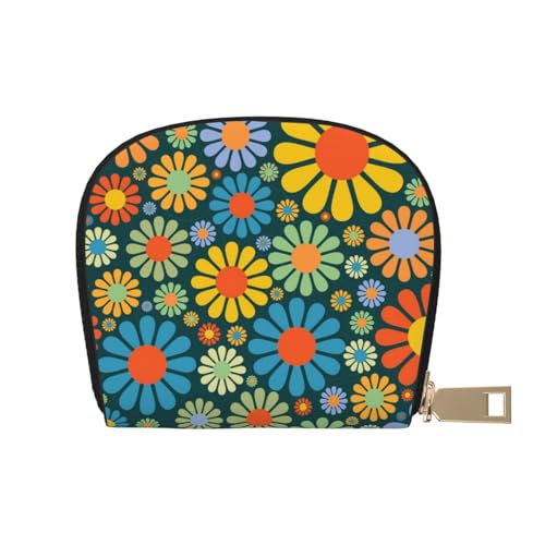 ESASAM Space Galaxy Leder Shell Card Bag - Kompakte und langlebige Kartenetui, mehrere Steckplätze Kartenorganizer, sicherer, tragbarer und großer Kartenhalter, Blumenmuster, Einheitsgröße von ESASAM