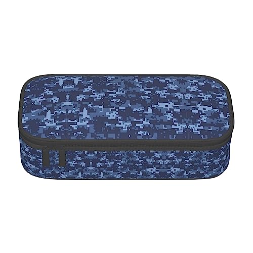 ESASAM Stilvolles Federmäppchen mit blauem Camouflage-Muster, Oxford-Gewebe, geräumiges und langlebiges Design für organisierte Aufbewahrung, Schwarz , Einheitsgröße, Kosmetikkoffer von ESASAM