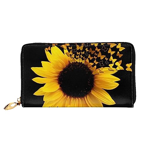 ESASAM Sunflower Floral Butterflies Art Luxuriöse und strapazierfähige Ledergeldbörse für Damen und Herren - Multifunktional und sicher, Nano-Prägung, perfekt für den täglichen Gebrauch und besondere von ESASAM