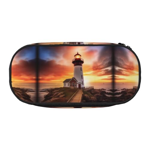 ESASAM Sunset Lighthouse Fashion Federmäppchen - Der notwendige Stauraum für Stifte, Bleistifte und Schreibwaren, Schwarz , Einheitsgröße, Schulranzen von ESASAM