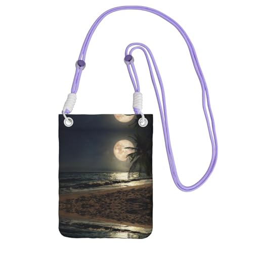 ESASAM Tropische Strandpalme mit Vollmond-Sternennacht, eine große Kapazität, Crossbody-Tasche für sorgenfreies Reisen, violett, Einheitsgröße ESASAM Tropische Strandpalme mit Vollmond-Sternennacht, eine große Kapazität, Crossbody-Tasche für sorgenfreies Reisen, violett, Einheitsgröße von ESASAM