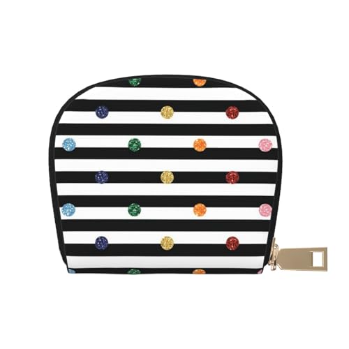 ESASAM Universe Galaxy Star Space Leather Shell Card Bag - Compact and Durable Card Wallet, Multiple Slots Card Organizer, Secure, Portable and Large Capacity Card Holder, Regenbogen Polka Dot von ESASAM