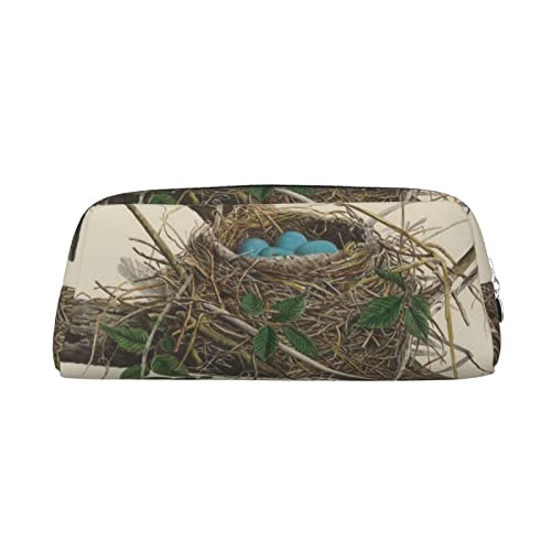 ESASAM Vogelnest Leder Reißverschluss dreidimensionales Federmäppchen einfach und elegant, modisch und praktisch, silber, Einheitsgröße, Schulrucksack von ESASAM