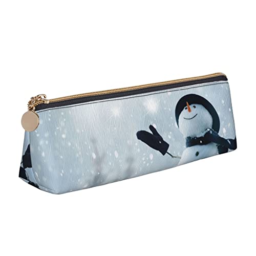 ESASAM Weihnachts-Federmäppchen aus Leder, dreieckig, leicht und niedlich, mit großer Kapazität, weiß, Einheitsgröße, Schulrucksack von ESASAM