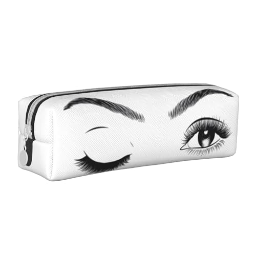 ESASAM Wimpern-Federmäppchen, schlichtes und stilvolles Leder-Federmäppchen – Schreibwaren-Organizer und Reiseaufbewahrung, Stifthalter, Federmäppchen, Federmäppchen, Künstlerbedarf, weiß, von ESASAM