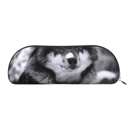 ESASAM Wolf Leder halbrunde Aufbewahrungstasche, halbrunde Form, einfach und modisch, silber, Einheitsgröße, Schulrucksack von ESASAM