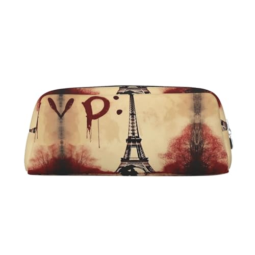 Eiffelturm Love Paris Leder Reißverschluss dreidimensionales Federmäppchen einfach und elegant, modisch und praktisch, silber, Einheitsgröße, Schulranzen von ESASAM