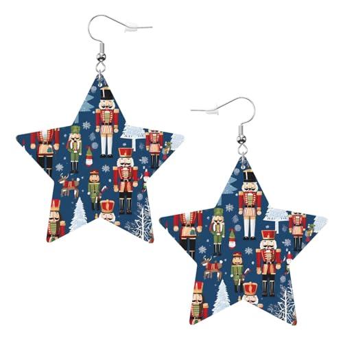 Elegante Damen-Ohrringe mit Nussknacker-Motiv, Ballett, Weihnachten, Tanz, Leder, Sterne, modisches und einzigartiges Accessoire für den täglichen Gebrauch, Einheitsgröße von ESASAM