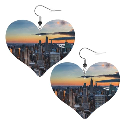 Elegante Leder-Ohrringe in Herzform von New York City, modisches und einzigartiges Accessoire für den täglichen Gebrauch, Einheitsgröße Elegante Leder-Ohrringe in Herzform von New York City, modisches und einzigartiges Accessoire für den täglichen Gebrauch, Einheitsgröße von ESASAM