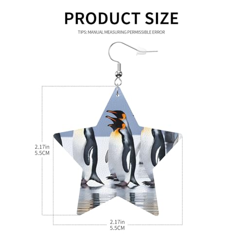 Elegante Leder-Stern-Ohrringe mit Pinguin-Motiv, modisches und einzigartiges Accessoire für den täglichen Gebrauch, Einheitsgröße von ESASAM