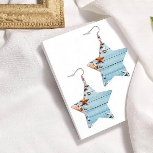 Elegante Leder-Stern-Ohrringe mit Strandmotiv. Modisches und einzigartiges Accessoire für den täglichen Gebrauch, Einheitsgröße von ESASAM