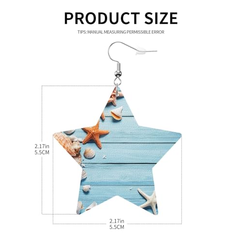 Elegante Leder-Stern-Ohrringe mit Strandmotiv. Modisches und einzigartiges Accessoire für den täglichen Gebrauch, Einheitsgröße von ESASAM