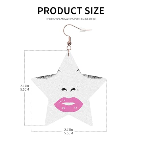 Elegante Leder-Stern-Ohrringe mit Wimpernlippe, modisches und einzigartiges Accessoire für den täglichen Gebrauch, Einheitsgröße von ESASAM