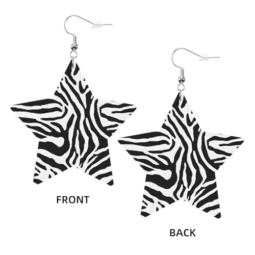 Elegante Leder-Stern-Ohrringe mit Zebramuster, modisches und einzigartiges Accessoire für den täglichen Gebrauch, Einheitsgröße von ESASAM
