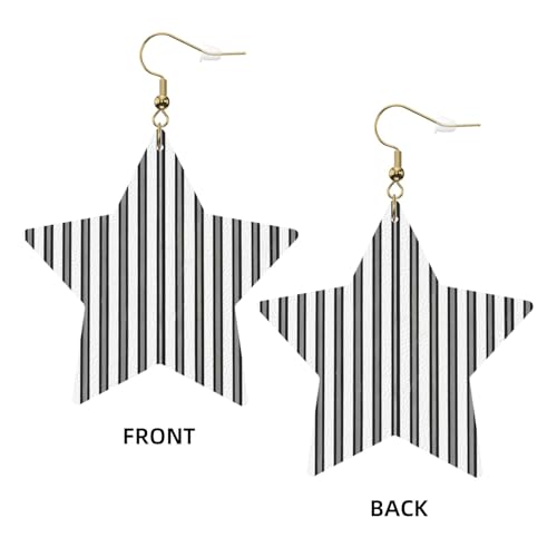 Elegante Leder-Stern-Ohrringe mit schwarz-weißen Streifen, modisches und einzigartiges Accessoire für den täglichen Gebrauch, Einheitsgröße von ESASAM