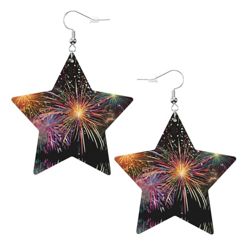 Explosion Firework 3D-Leder-Ohrringe in Sternform sind hell und lebendig in der Farbe, rosten nicht leicht und verblassen nicht, Einheitsgröße von ESASAM