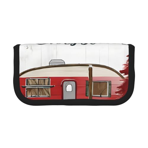 Farmhouse Weihnachts-Federmäppchen aus Segeltuch, große Kapazität, robust und langlebig, einfach zu verstauen und ordentlich zu verstauen, Schwarz , Einheitsgröße, Schulrucksack von ESASAM