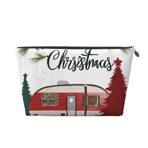 Farmhouse Weihnachts-Leder-Reise-Kulturbeutel, ein modischer und praktischer Make-up-Organizer, silber, Einheitsgröße von ESASAM