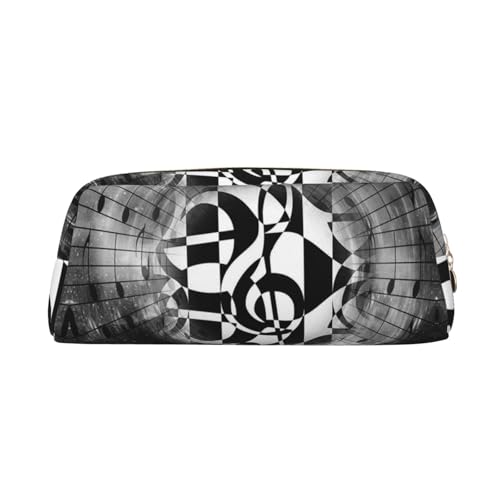 Federmäppchen mit Musik-Motiv, Leder, Reißverschluss, dreidimensional, einfach und elegant, modisch und praktisch, gold, Einheitsgröße, Schulranzen von ESASAM