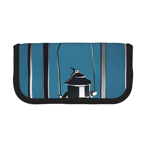 Fireflies and Lantern Federmäppchen aus Segeltuch, großes Fassungsvermögen, robust und langlebig, einfach zu verstauen und ordentlich zu verstauen, Schwarz , Einheitsgröße, Schulrucksack von ESASAM