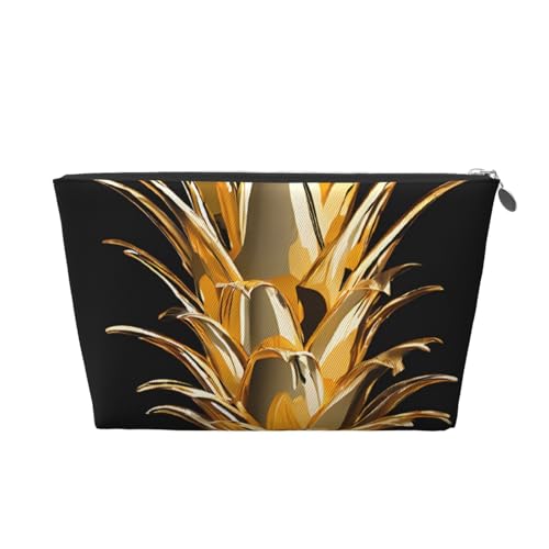 Goldene Ananas-Leder-Reise-Kulturtasche, ein modischer und praktischer Make-up-Organizer, silber, Einheitsgröße von ESASAM