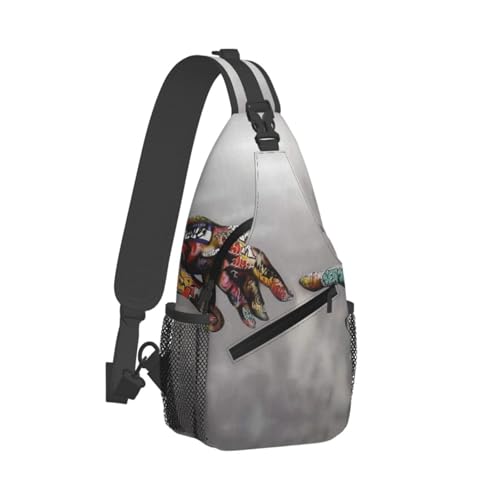 Graffiti-Hand-Brusttasche, leichte Gurte, robust und langlebig, geeignet für die meisten Menschen, Schwarz , Einheitsgröße von ESASAM