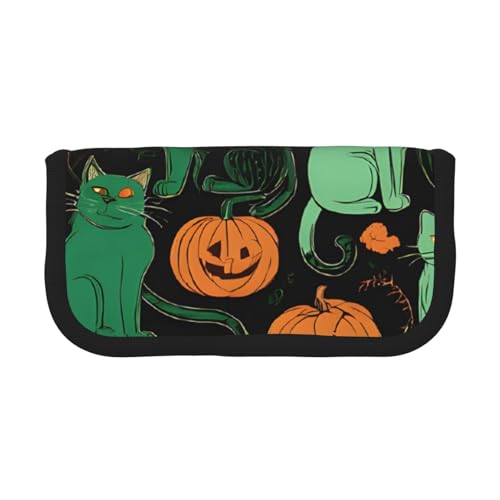 Green Ghost Horror Halloween Kürbis Große Kapazität Leinwand Federmäppchen Robust und langlebig, einfach in einer ordentlichen Weise zu verstauen, Schwarz , Einheitsgröße, Schulrucksack von ESASAM