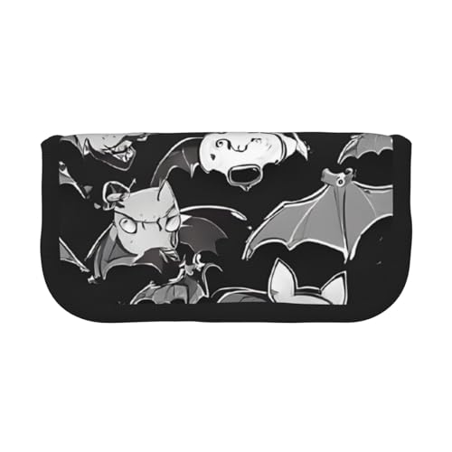 Halloween Fledermäuse grau große Kapazität Leinwand Federmäppchen robust und langlebig, einfach zu verstauen in einer ordentlichen Weise, Schwarz , Einheitsgröße, Schulrucksack von ESASAM