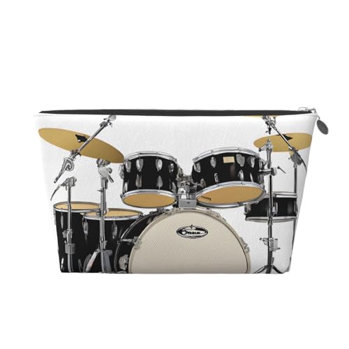 Jazz Drum Leder-Reise-Kulturbeutel, ein modischer und praktischer Make-up-Organizer, silber, Einheitsgröße Jazz Drum Leder-Reise-Kulturbeutel, ein modischer und praktischer Make-up-Organizer, silber, Einheitsgröße von ESASAM