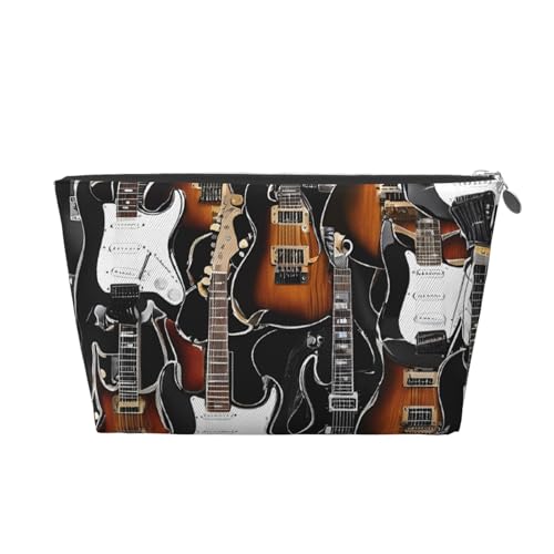 Kulturbeutel aus Leder für Akustik- und Gitarren, modischer und praktischer Make-up-Organizer, silber, Einheitsgröße von ESASAM