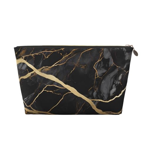 Kulturbeutel aus farbigem Marmor-Leder, ein modischer und praktischer Make-up-Organizer, gold, Einheitsgröße von ESASAM