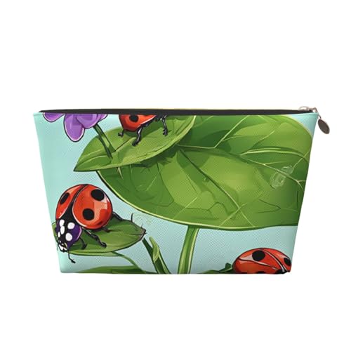 Ladybug Leder-Reise-Kulturbeutel, ein modischer und praktischer Make-up-Organizer, gold, Einheitsgröße von ESASAM