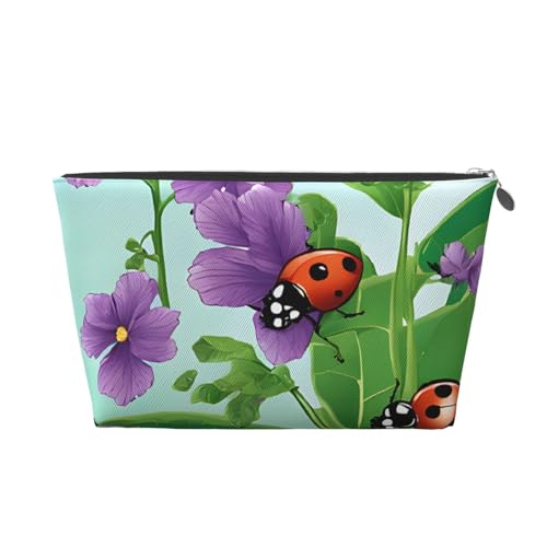 Ladybug Leder-Reise-Kulturbeutel, ein modischer und praktischer Make-up-Organizer, silber, Einheitsgröße von ESASAM