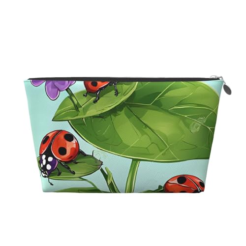 Ladybug Leder-Reise-Kulturbeutel, ein modischer und praktischer Make-up-Organizer, silber, Einheitsgröße von ESASAM