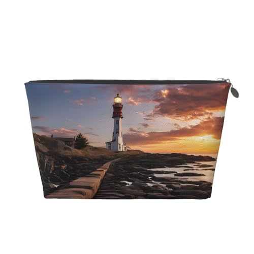 Lighthouse Leder-Reise-Kulturbeutel, ein modischer und praktischer Make-up-Organizer, silber, Einheitsgröße Lighthouse Leder-Reise-Kulturbeutel, ein modischer und praktischer Make-up-Organizer, silber, Einheitsgröße von ESASAM