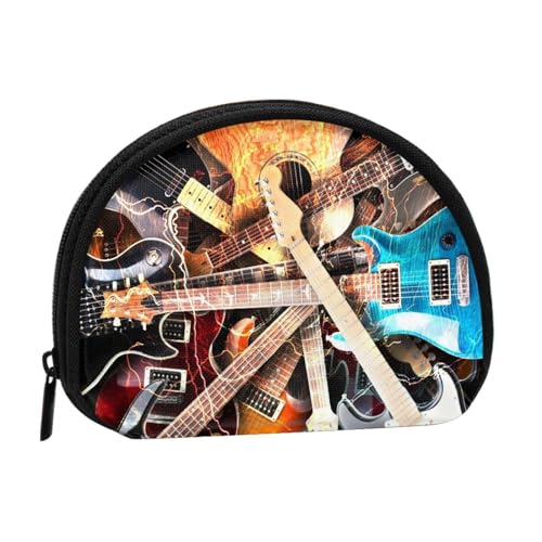 Magic E-Gitarre Musik Druck Mini Münze Aufbewahrungstasche - Volldruck-Design, Polyesterfasermaterial, kompakte Größe, bequem und vielseitig, Schwarz , Einheitsgröße von ESASAM