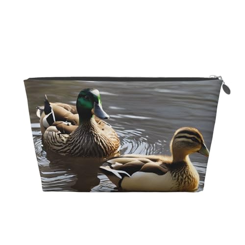 Mallard Duck Leder-Reise-Kulturbeutel, ein modischer und praktischer Make-up-Organizer, silber, Einheitsgröße Mallard Duck Leder-Reise-Kulturbeutel, ein modischer und praktischer Make-up-Organizer, silber, Einheitsgröße von ESASAM