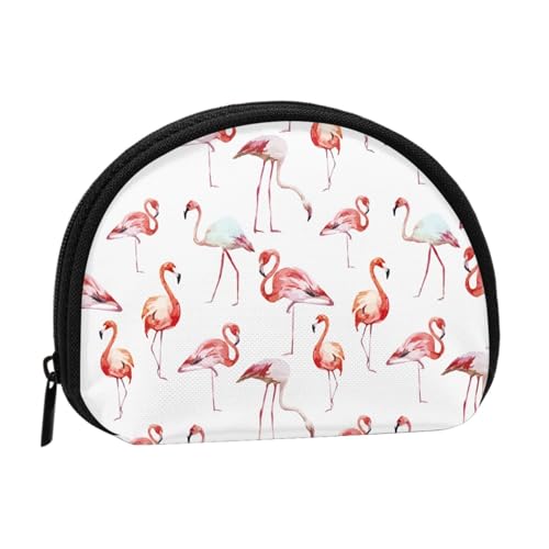 Mini-Aufbewahrungstasche mit Flamingo-Druck, Volldruck-Design, Polyesterfaser-Material, kompakte Größe, bequem und vielseitig, Schwarz , Einheitsgröße von ESASAM