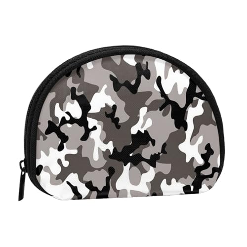 Mini-Münzen-Aufbewahrungstasche mit Camouflage-Druck, Volldruck-Design, Polyesterfaser-Material, kompakte Größe, bequem und vielseitig, Schwarz , Einheitsgröße von ESASAM